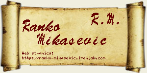 Ranko Mikašević vizit kartica